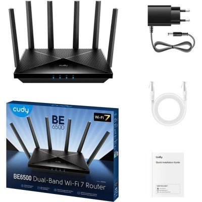 Маршрутизатор Cudy WR6500 BE6500 Wi-Fi7 Mesh 10/100/1000BASE-TX черный