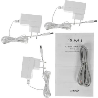 Бесшовный Mesh роутер Tenda NOVA MW3(3-pack) АС1200 2*100/BASE-T белый
