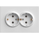 Розетка с/у 2x2P+E 16A, IP20, со шторками, STEKKER Эмили [RST16-5114-01] белый фарфор soft touch
