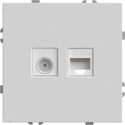 Розетка с/у TV + RJ45 IP20, STEKKER Эмили [RST00-5106-01][12] белый фарфор soft touch