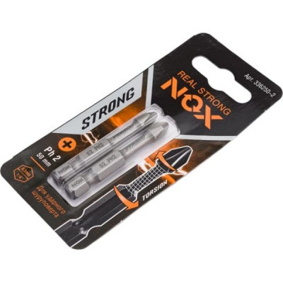 Бита для шуруповерта PH2 x 50мм, 1/4, S2, цена за уп/2шт, NOX STRONG [336250-2]