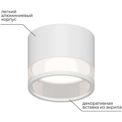 Светильник накладной 1xGX53, IP20, d85*70, алюминий/акрил, max15W, Apeyron Sunrise [16-124] белый