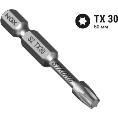 Бита для шуруповерта TORX30 x 50мм, 1/4, S2, цена за уп/2шт, NOX STRONG [339305-2]