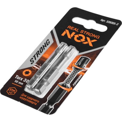 Бита для шуруповерта TORX30 x 50мм, 1/4, S2, цена за уп/2шт, NOX STRONG [339305-2]