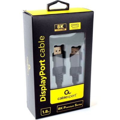Кабель DisplayPort (M)-DisplayPort (M) 1.8м, v1.4, экран, черный, Cablexpert [CC-DP8K-6]