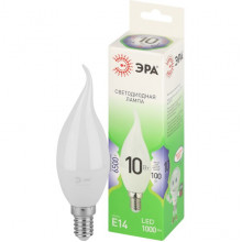 Лампа LED E14/BXS свеча на ветру, 10W, 6500K, 800Лм, ЭРА GL [LED BXS-10W-865-E14 GL]