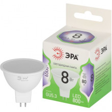 Лампа LED GU5.3/MR16 софит,  8W, 6500K, 800Лм, ЭРА GL [LED MR16-8W-865-GU5.3 GL]