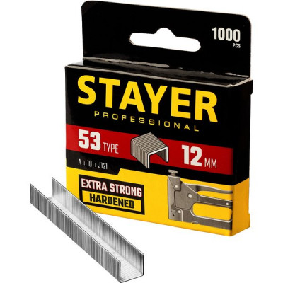 Скобы для степлера 11,4*0,7мм, тип 53, 12мм, прочные, уп.1000шт., STAYER Professional [3159-12_z02]