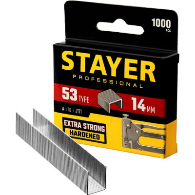 Скобы для степлера 11,4*0,7мм, тип 53, 14мм, прочные, уп.1000шт., STAYER Professional [3159-14_z02]