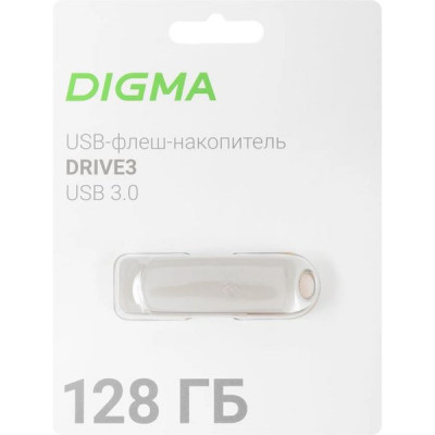 Накопитель USB Flash 128Gb Digma DRIVE3 [DGFUM128A30SR] серебристый USB3.0