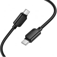 Кабель Type-C - Type-C, 1.0м, 3А, 60Вт, Hoco X113, нейлоновая оплетка, черный