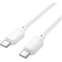 Кабель Type-C - Type-C, 1.0м, 3А, 60Вт, Hoco X113, нейлоновая оплетка, белый