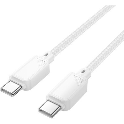 Кабель Type-C - Type-C, 1.0м, 3А, 60Вт, Hoco X113, нейлоновая оплетка, белый