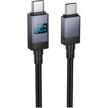 Кабель Type-C - Type-C, 1.0м, 3А, 60Вт, Hoco X118, с дисплеем, черный