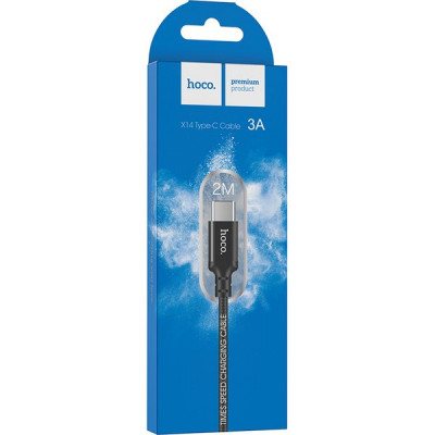 Кабель USB - Type-C, 2.0м, 3А, Hoco X14, черный