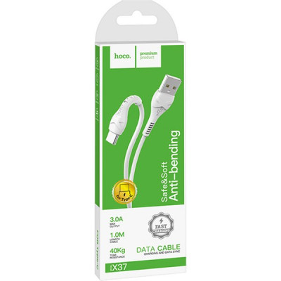 Кабель USB - Type-C, 1.0м, 3А, Hoco X37, белый