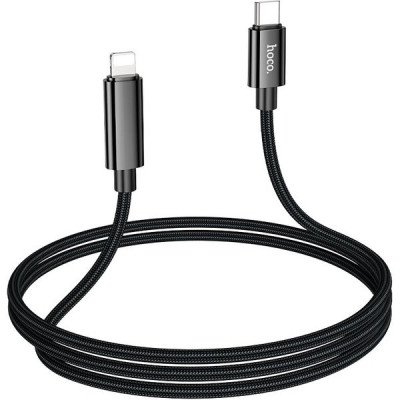 Кабель Type-C - Lightning, 1.2м, 2.4А, 27Вт, Hoco U125, с дисплеем, черный