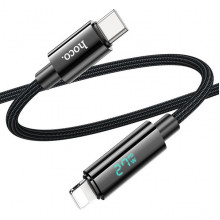 Кабель Type-C - Lightning, 1.2м, 2.4А, 27Вт, Hoco U125, с дисплеем, черный