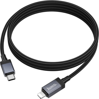 Кабель Type-C - Lightning, 1.0м, 2.4А, 27Вт, Hoco X118, с дисплеем, черный