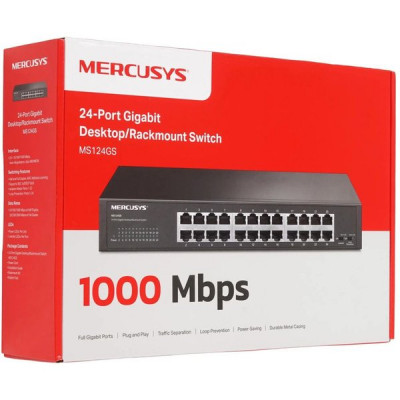 Коммутатор Mercusys MS124GS, 24 порта Ethernet 1000 Мбит/с