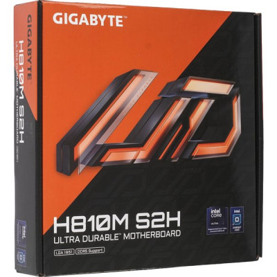 Материнская плата Gigabyte H810M S2H, LGA1851, Intel H810, 2xDDR5, 4xSATA, 1xM.2, 1xPCIe 4.0 x16, 1x