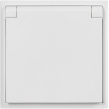 Розетка с/у 2P+E 16A, с крышкой, Smartbuy Капелла [SBE-09w-16-S1-1ZK] белый soft touch