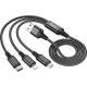 Кабель USB - Lightning + microUSB + Type-C, 3А, 1.0м, Hoco X76 [HC-67400] черный