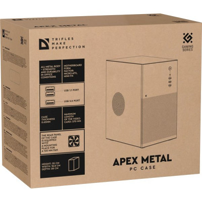 Корпус без БП DEFENDER Apex Metal черный, mATX, USB3.0, USB1.1x2 [25021]