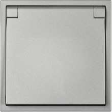 Розетка с/у 2P+E 16A, с крышкой, Smartbuy Капелла [SBE-09s-16-S1-1ZK] серебро soft touch