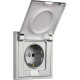 Розетка с/у 2P+E 16A, с крышкой, Smartbuy Капелла [SBE-09s-16-S1-1ZK] серебро soft touch