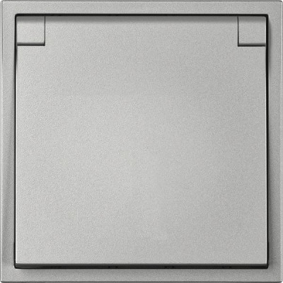 Розетка с/у 2P+E 16A, с крышкой, Smartbuy Капелла [SBE-09s-16-S1-1ZK] серебро soft touch