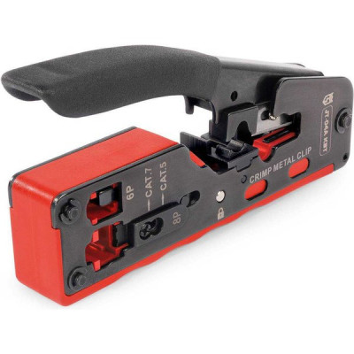 Клещи для обжима RJ-45/RJ-11/RJ-12 (до Сat7), обжим сквозных коннекторов, КВТ [JT-04А]