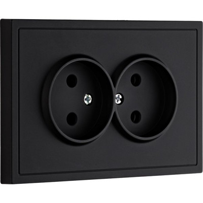 Розетка с/у 2x2P 10A, IP20, Smartbuy Капелла [SBE-09b-10-S2-N] черный soft touch