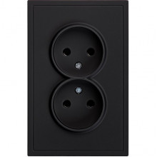 Розетка с/у 2x2P 10A, IP20, Smartbuy Капелла [SBE-09b-10-S2-N] черный soft touch