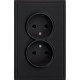 Розетка с/у 2x2P 10A, IP20, Smartbuy Капелла [SBE-09b-10-S2-N] черный soft touch