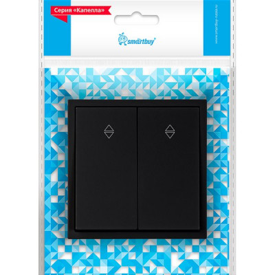 Переключатель с/у 2-кл 10А, IP20, Smartbuy Капелла [SBE-09b-10-SW22-0] черный soft touch
