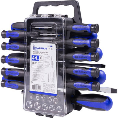 Набор отвёрток и головок, 44 предмета, TORX, SL, PH, СR-V сталь Smartbuy PRO TOOLS [SBT-PRO-SCN-44]