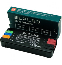 Блок питания 24V  24W, IP20, металл мини с клеммами, 86*34*15, ELF Nano [24024BEnano-SS] черный