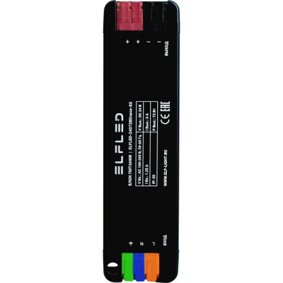 Блок питания 24V  72W, IP20, металл мини с клеммами, 125*34*15, ELF Nano [24072BEnano-SS] черный