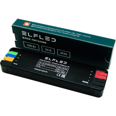 Блок питания 24V 100W, IP20, металл мини с клеммами, 125*34*15, ELF Nano [24100BEnano-SS] черный
