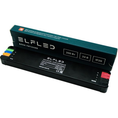 Блок питания 24V 200W, IP20, металл мини с клеммами, 173*34*15, ELF Nano [24200BEnano-SS] черный