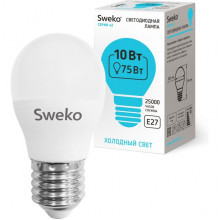 Лампа LED E27/G45 шар, 10W, 4000K, 930Лм, Sweko [42LED-G45-10W-230-4000K-E27]