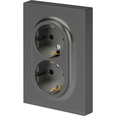 Розетка с/у 2x2P+E 16A, ЭРА Arktik [16-2104-06] графит