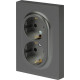 Розетка с/у 2x2P+E 16A, ЭРА Arktik [16-2104-06] графит