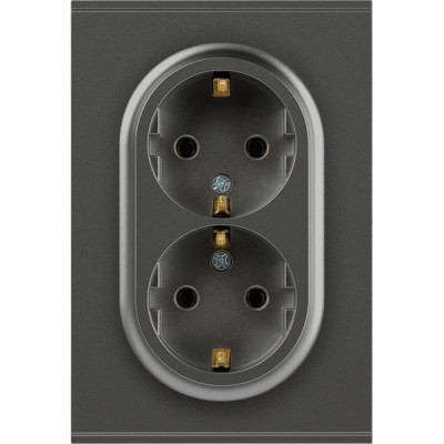 Розетка с/у 2x2P+E 16A, ЭРА Arktik [16-2104-06] графит