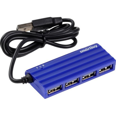 Концентратор USB 2.0 Smartbuy, 4 порта, голубой [SBHA-6810-B]