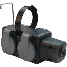 Колодка 4 розетки 16А/3,5кВт с заземлением, с защ.крышками IP44 [РП 16-004] серая