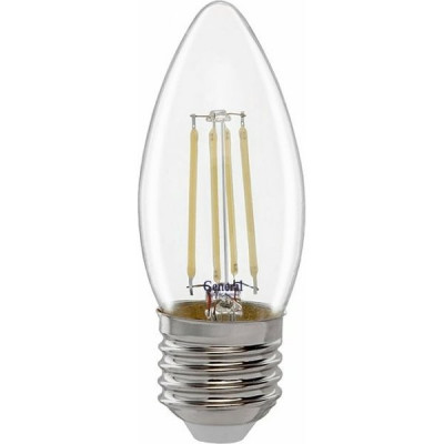 Лампа LED E27/C37 свеча, 12W, FILAMENT, 4500K, 930Лм, GL [GLDEN-CS-12-230-E27-4500] прозрачный