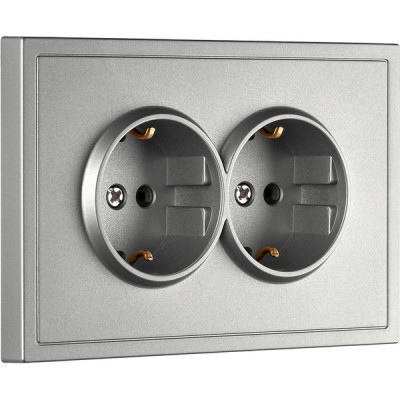 Розетка с/у 2x2P+E 16A, IP20, Smartbuy Капелла [SBE-09s-16-S2-Z] серебро soft touch
