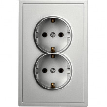 Розетка с/у 2x2P+E 16A, IP20, Smartbuy Капелла [SBE-09s-16-S2-Z] серебро soft touch